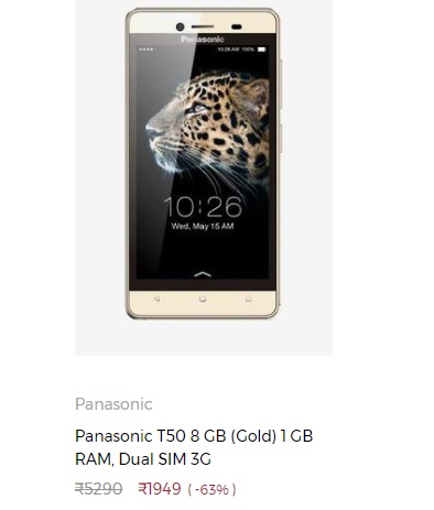 India Desire : Tata Cliq Steal Deal- Buy Panasonic Smartphone From Starting Price Rs 1949 Only [Upto 75% Discount]